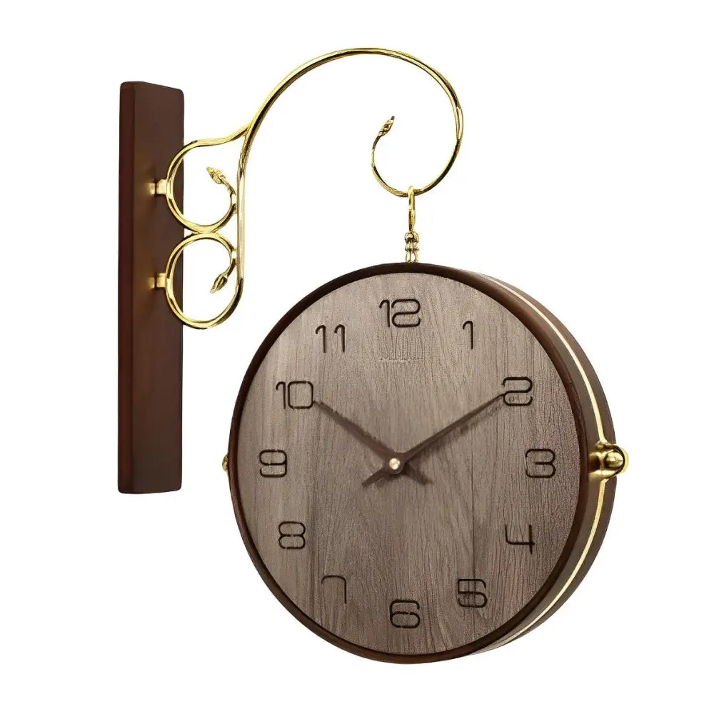 Horloge Double Face en Bois - Horloges murales